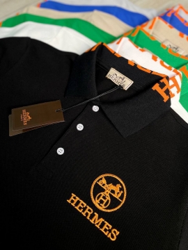 Черное брендовое мужское поло Hermes Ф-1181