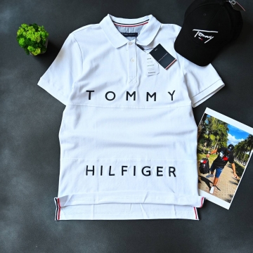 Белое мужское люксовое поло Hilfiger Ф-1196