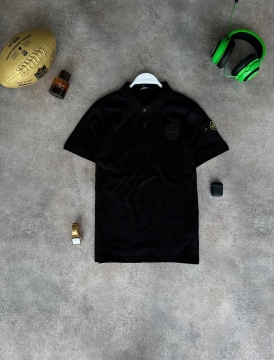 Черное мужское брендовое поло Stone island Ф-1243