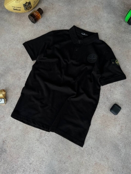 Черное мужское брендовое поло Stone island Ф-1243