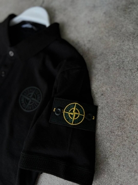 Черное мужское брендовое поло Stone island Ф-1243