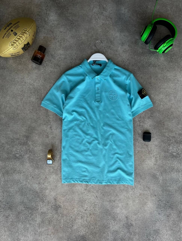 Бирюзовое мужское поло Stone island Ф-1244