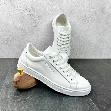 Белые мужские кожаные кеды hilfiger Т-820