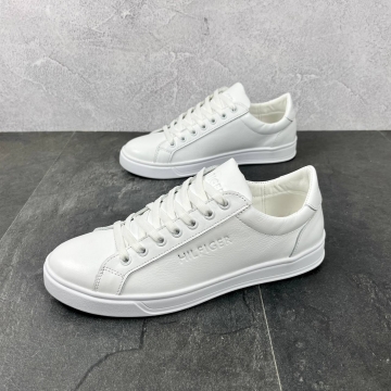 Белые мужские кожаные кеды hilfiger Т-820