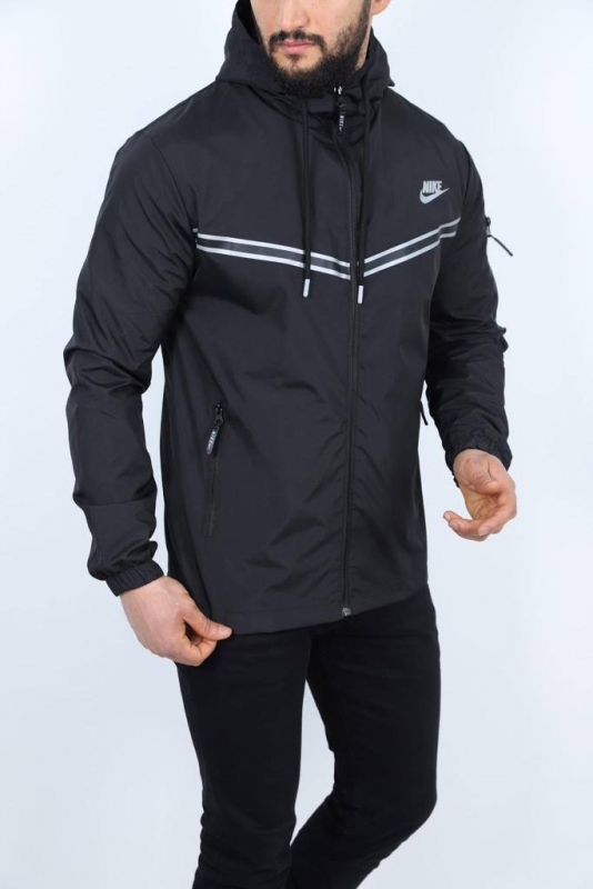 Черная турецкая мужская ветровка Nike с капюшоном К-1051
