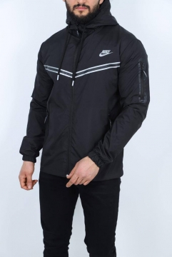Черная турецкая мужская ветровка Nike с капюшоном К-1051
