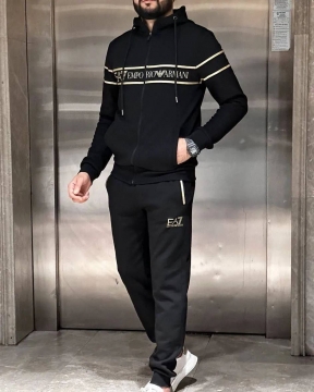 Брендовый мужской черный спортивный костюм Armani К-709