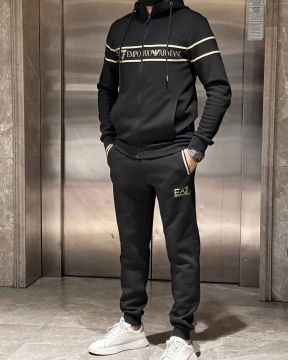 Брендовый мужской черный спортивный костюм Armani К-709