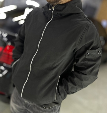 Черная брендовая мужская ветровка Stone island К-1078