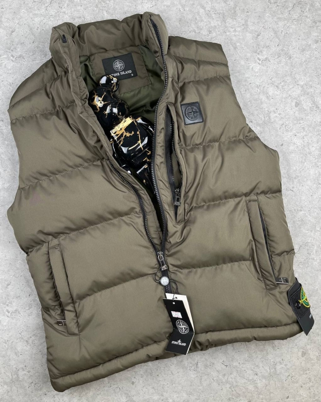 Мужская брендовая жилетка Stone island хаки К-1113