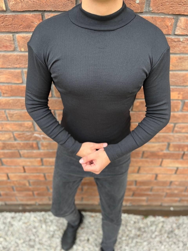 Черный мужской гольф на флисе Т-976