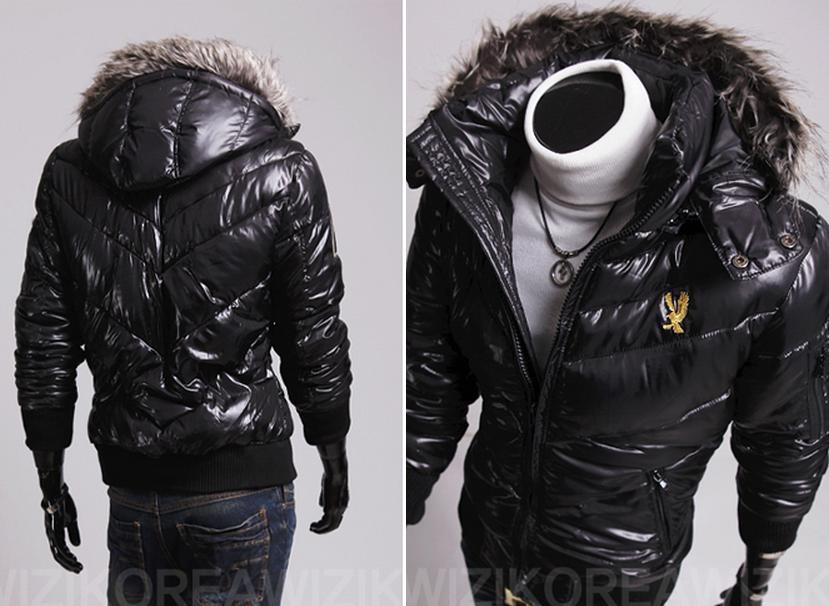 Черная Куртка с Меховым Воротником KR-70