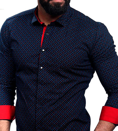 Мужская Темно Синяя Рубашка Р-420